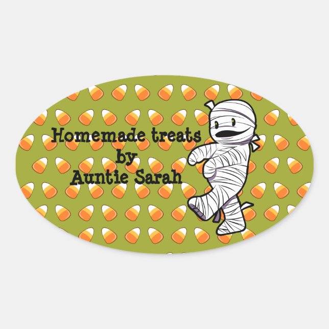 Kawaii Mummy Oval Sticker (Front)