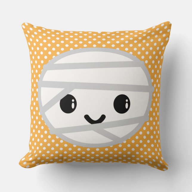 Kawaii Mummy Throw Pillow (Front)