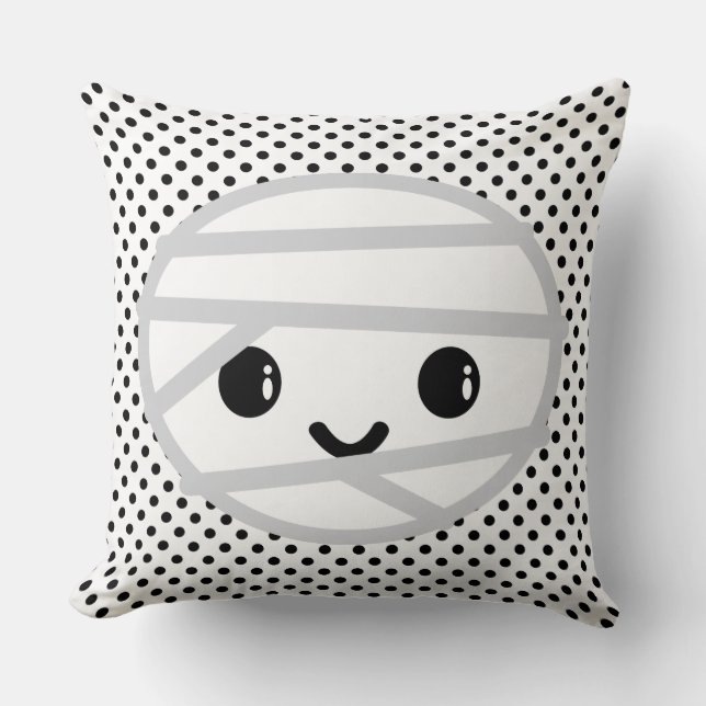 Kawaii Mummy Throw Pillow (Front)