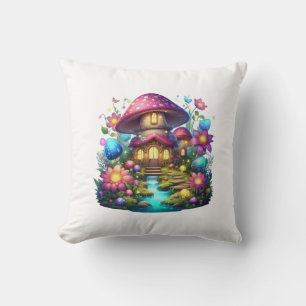 Kawaii Mushroom Cottage in Magical Forest – Fantas Cushion