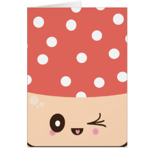 Kawaii Mushroom, cute toadstool red white polkadot