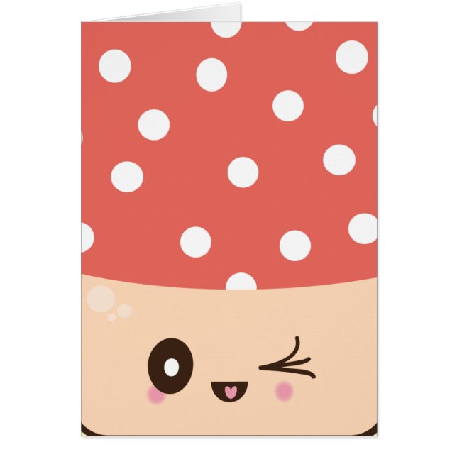 Kawaii Mushroom, cute toadstool red white polkadot (Front)