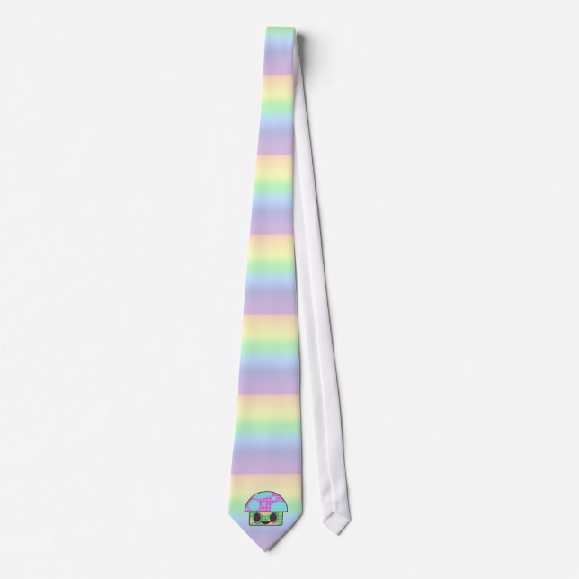 KAWAII MUSHROOM SHROOM GINGHAM PATCHWORK PLAID TIE (Front)