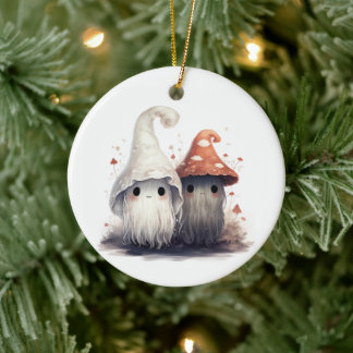 Kawaii Mushroom Trolls Ceramic Ornament