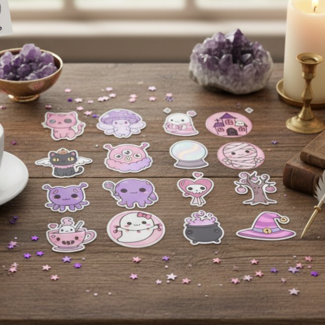 Kawaii Mystical Haunts Sticker Pack  (Pastel Fairies, Monsters & Enchanted Wonders)