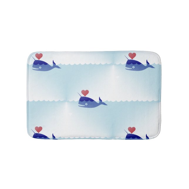 kawaii narwhal bath mat bathmat (Front)