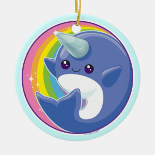 Kawaii Narwhal Ceramic Tree Decoration