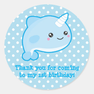 Kawaii Narwhal Classic Round Sticker