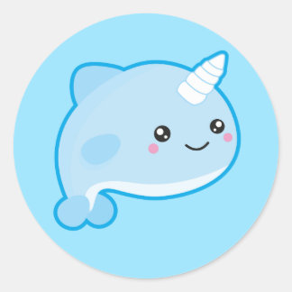 Kawaii Narwhal Classic Round Sticker
