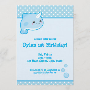 Kawaii Narwhal Invitation