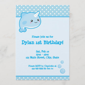 Kawaii Narwhal Invitation
