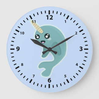 Kawaii Narwhal Large Clock
