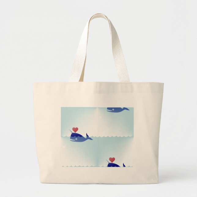 kawaii narwhal large tote bag (Front)