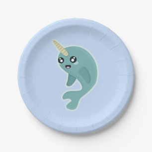 Kawaii Narwhal Paper Plate