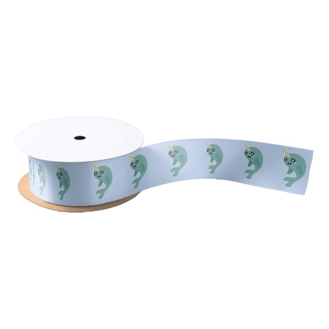 Kawaii Narwhal Satin Ribbon (Spool)
