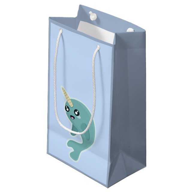Kawaii Narwhal Small Gift Bag (Front Angled)