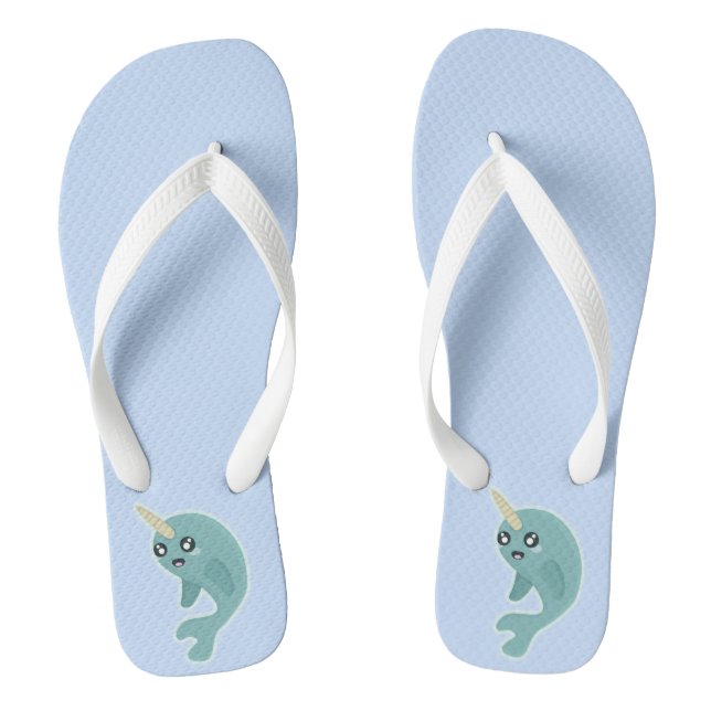 Kawaii Narwhal Thongs (Footbed)