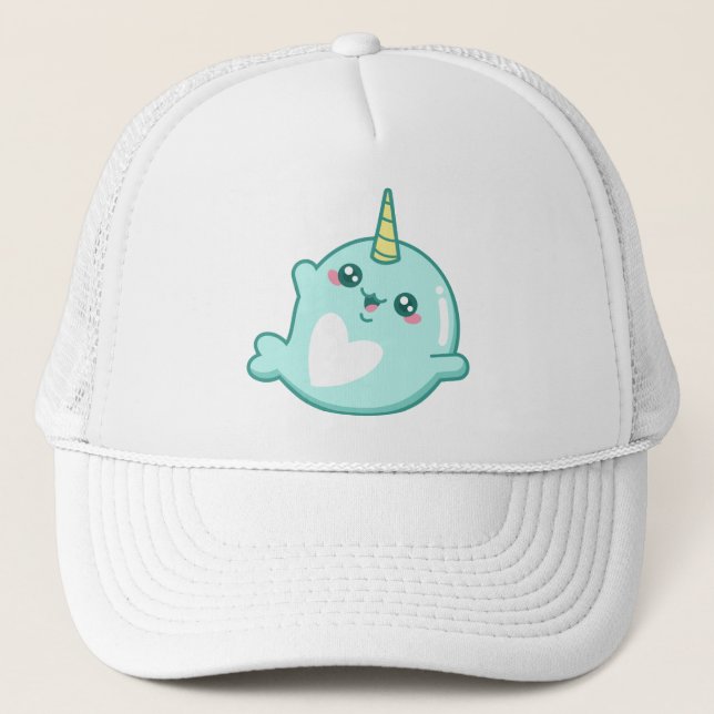Kawaii Narwhal Trucker Hat (Front)
