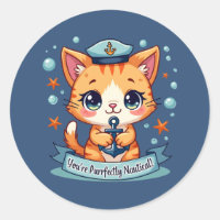 Kawaii Nautical Cat Sailing Anchor Pun
