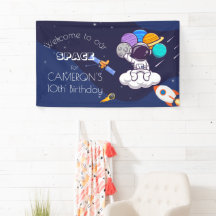 Kawaii navy blue space astronaut theme party
