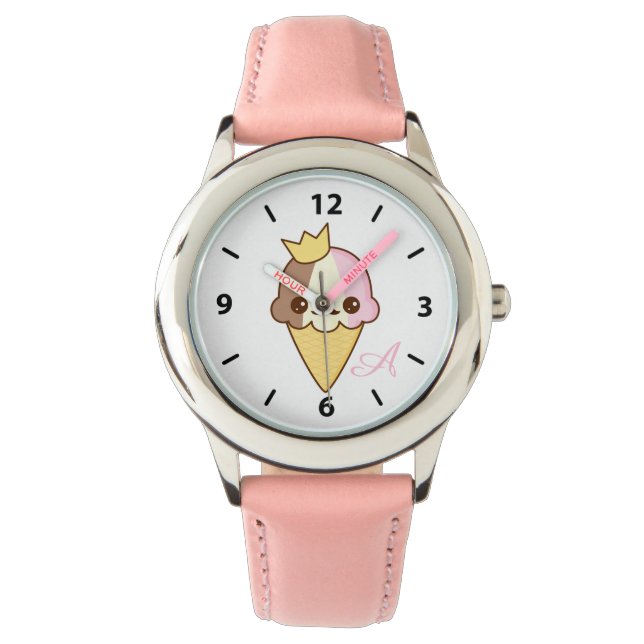 Kawaii Neapolitan Ice Cream Cone Watch (Front)