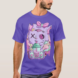 Kawaii Neko Boba Tea Tee Shirt, Goth Pastel Aesthe