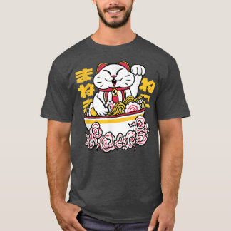 Kawaii Neko Cat Ramen Bowl Anime Otaku Japanese Ca T-Shirt