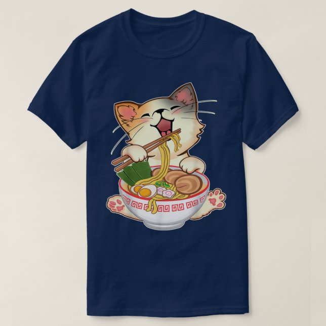 Kawaii Neko Ramen Cute Ramen Cat Japanese Noodle F T-Shirt (Design Front)