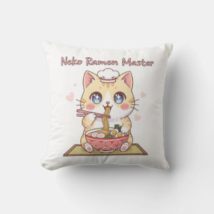Kawaii Neko Ramen Master Cute Cat Food Chef Cushion