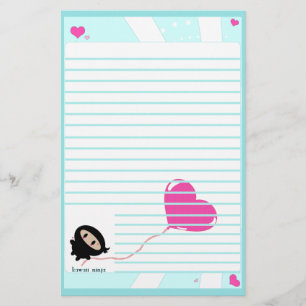 Kawaii Ninja  Heart Balloon Stationery