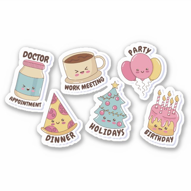 KAWAII OBJECTS AND QUOTES STICKERS SET  (Front)