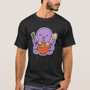 Kawaii Octopus Eating Ramen – Cute Sea Noodle T-Shirt