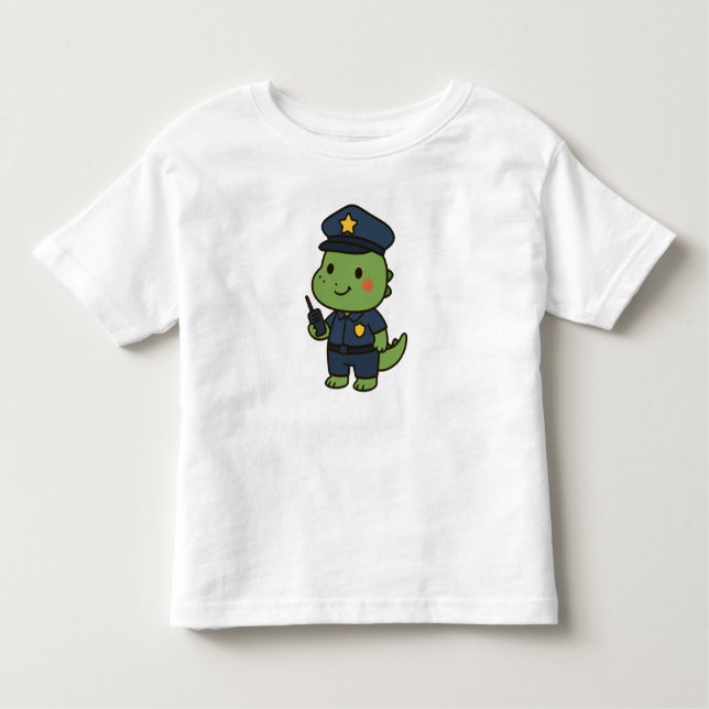 Kawaii Officer Dinosaur – Cute Dino Jobs Toddler T-Shirt (Front)