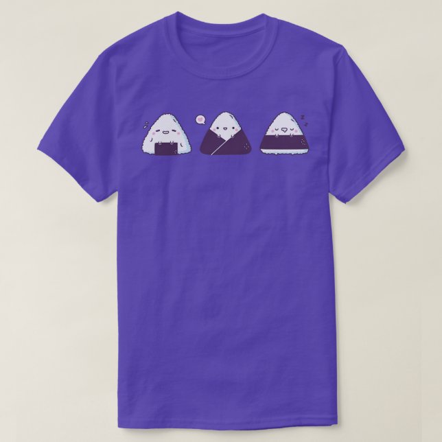 Kawaii Onigiri Japanese Rice Balls Trio T-Shirt (Design Front)