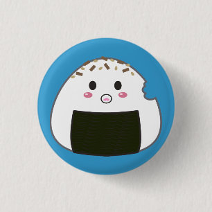 Kawaii "Onigiri" Rice Ball with Bitemark 3 Cm Round Badge