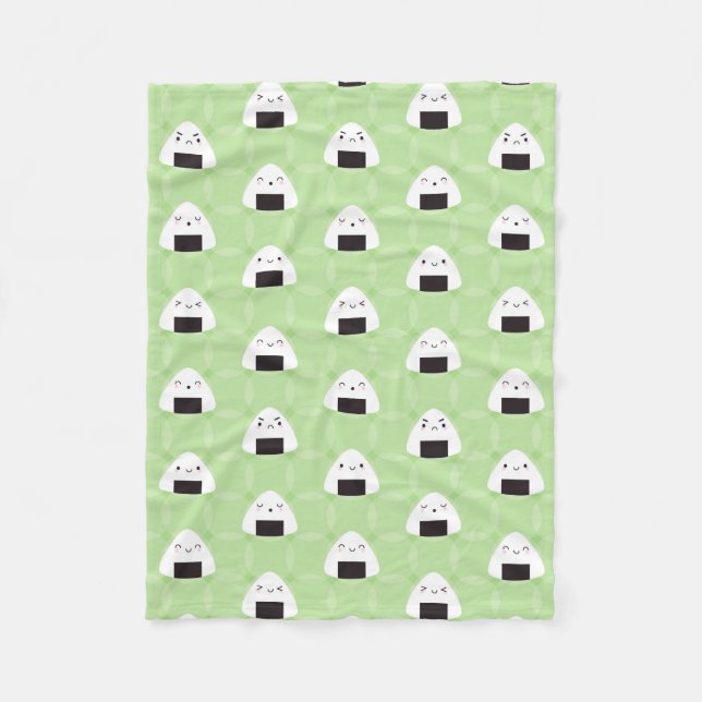 Kawaii Onigiri Rice Balls Fleece Blanket (Front)