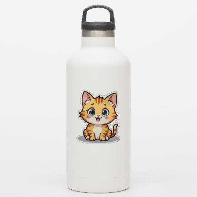Kawaii Orange Tabby Kitten with Heart Eyes (Waterbottle)