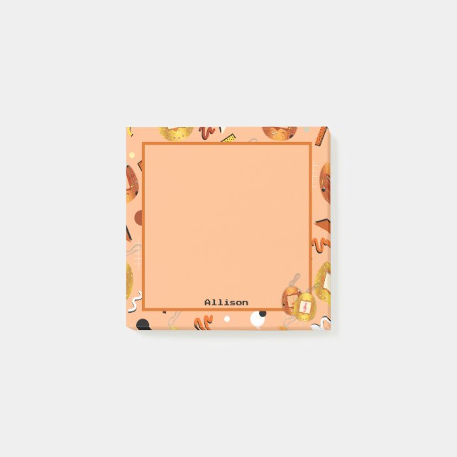 Kawaii Orange Tamagotchi Post-it Notes (Front)