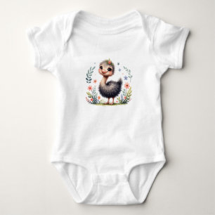 Kawaii Ostrich Chick Art Baby Bodysuit