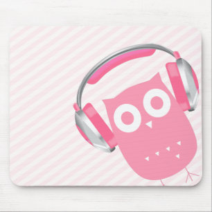 Kawaii Owl w/Headphones Mouse Pad