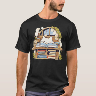 Kawaii Pajama Cat Men Kids Women Bookish T-Shirt