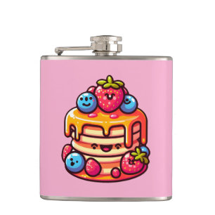 Kawaii Pancake Breakfast Cute Food Design Hip Flask