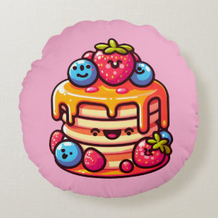 Kawaii Pancake Breakfast Cute Food Design Round Cushion