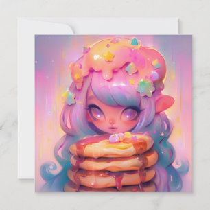Kawaii Pancake Fairy Birthday Party Invitation