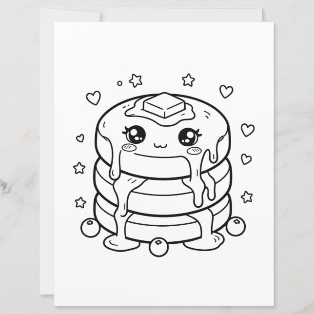 Kawaii pancake stack colouring (Front)