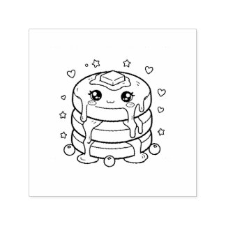 Kawaii pancake stack colouring self-inking stamp