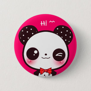 Kawaii panda 6 cm round badge