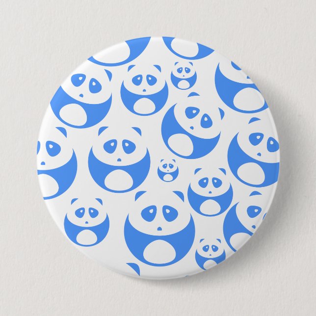 Kawaii Panda Baby Blue and WhitePattern 7.5 Cm Round Badge (Front)