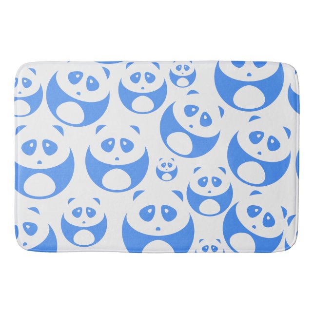 Kawaii Panda Baby Blue and WhitePattern Bath Mat (Front)