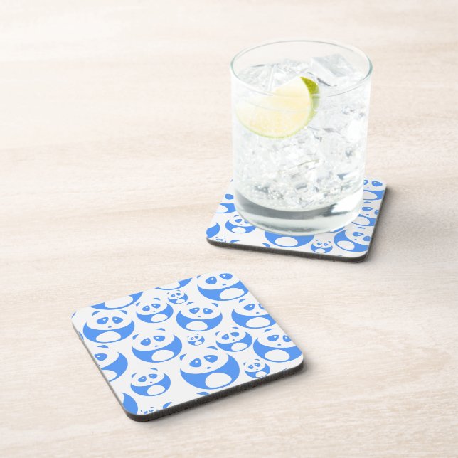 Kawaii Panda Baby Blue and WhitePattern Coaster (Right Side)